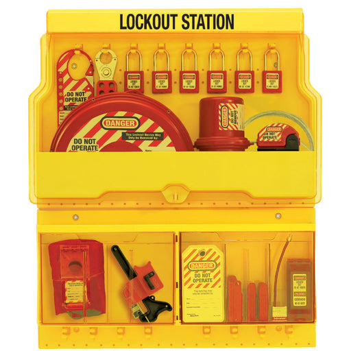 Master Lock S1900VE410 Deluxe Lockout Station, Valve and Electrical Focus, Zenex™ Thermoplastic Padlocks-Keyed-Master Lock-S1900VE410-MasterLocks.com
