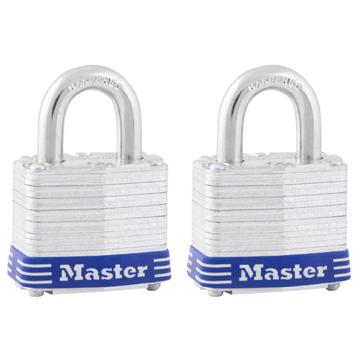 Master Lock 3T Laminated Steel Padlock; 2 Pack 1-9/16in (40mm) Wide-Keyed-Master Lock-3T-MasterLocks.com