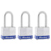 Master Lock 3TRI 1-9/16in (40mm) Wide Laminated Steel Padlock with 1-1/2 (38mm) Shackle; 3 Pack-Keyed-Master Lock-3TRILF-MasterLocks.com