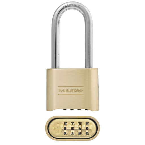 Master Lock 175DLHWD 2 in (51mm) Wide Resettable Combination Brass Padlock with 2-1/4in (57mm) Shackle-Combination-Master Lock-175DLHWD-MasterLocks.com
