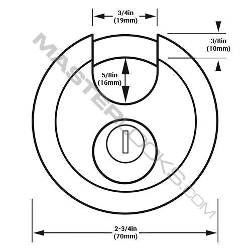 Master Lock 40DPF Stainless Steel Discus Padlock with Shrouded Shackle 2-3/4in (70mm) Wide-Keyed-HodgeProducts.com