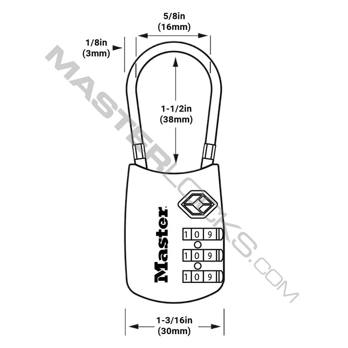 Master Lock 4688D Set Your Own Combination TSA-Accepted Luggage Lock with Flexible Shackle; Assorted Colors 1-3/16in (30mm) Wide-Combination-Master Lock-4688D-MasterLocks.com