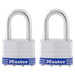 Master Lock 5T 2in (51mm) wide laminated steel padlock, 1-1/2in (38mm) shackle, 2-pack-Keyed-Master Lock-5TLF-MasterLocks.com