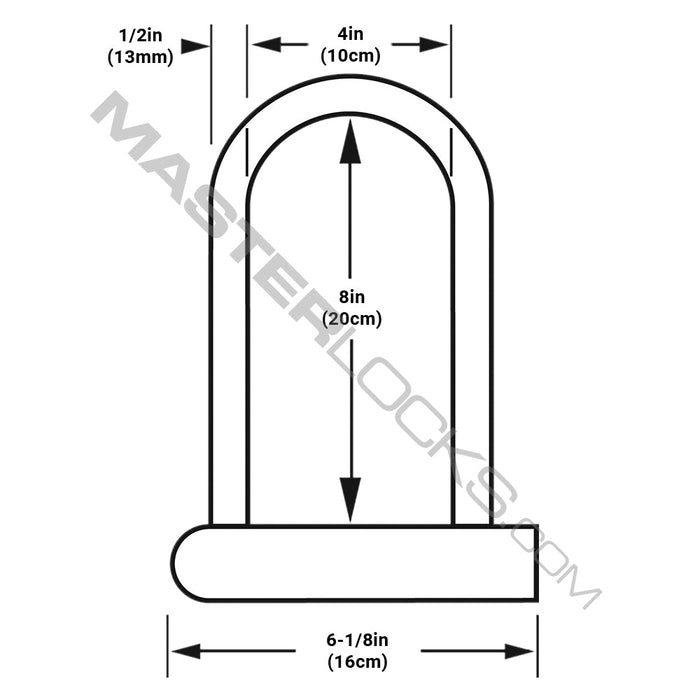 Master Lock 8170D (15cm) Hardened Steel U-Lock with (20cm) Shackle Clearance 6-1/8in 8in Wide-Keyed-Master Lock-8170D-MasterLocks.com