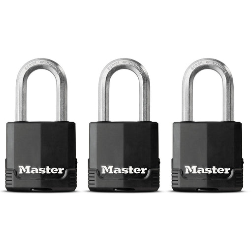 Master Lock M115XTRI 1-7/8in (48mm) Wide Magnum® Covered Laminated Steel Padlock ; 3 Pack-Master Lock-M115XTRILF-MasterLocks.com