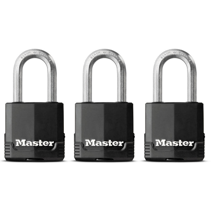 Master Lock M115XTRIHC 1-7/8in (48mm) Wide Magnum® Covered Laminated Steel Padlock ; 3 Pack-Master Lock-M115XTRILFHC-MasterLocks.com