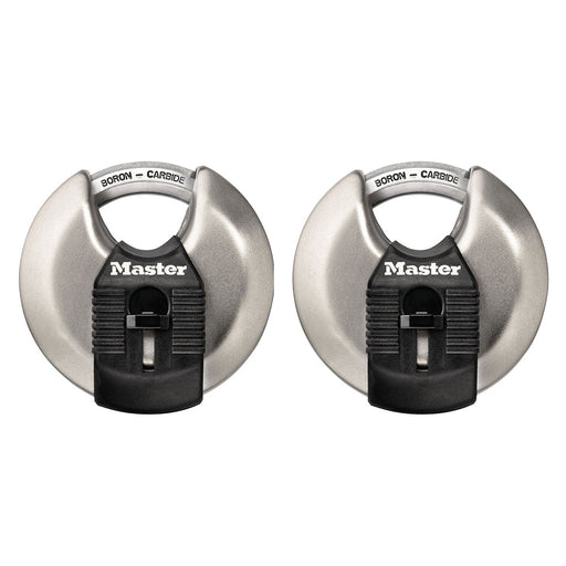 Master Lock M40XTHC 2-3/4in (70mm) Wide Magnum® Stainless Steel Discus Padlock with Shrouded Shackle; 2 Pack-Master Lock-M40XTHC-MasterLocks.com