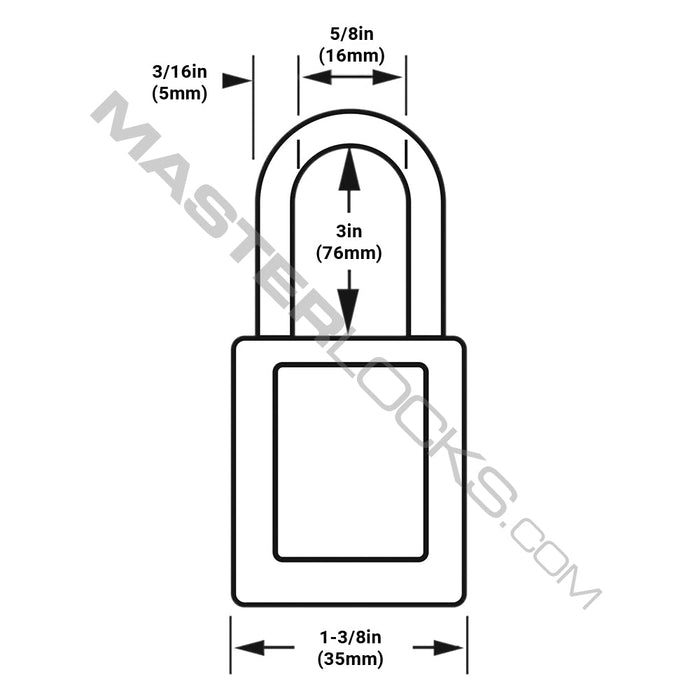 Master Lock S33LT Global Zenex™ Thermoplastic Safety Padlock 1-3/8in (35mm) Wide with 3in (76mm) Shackle, Non-Key Retaining