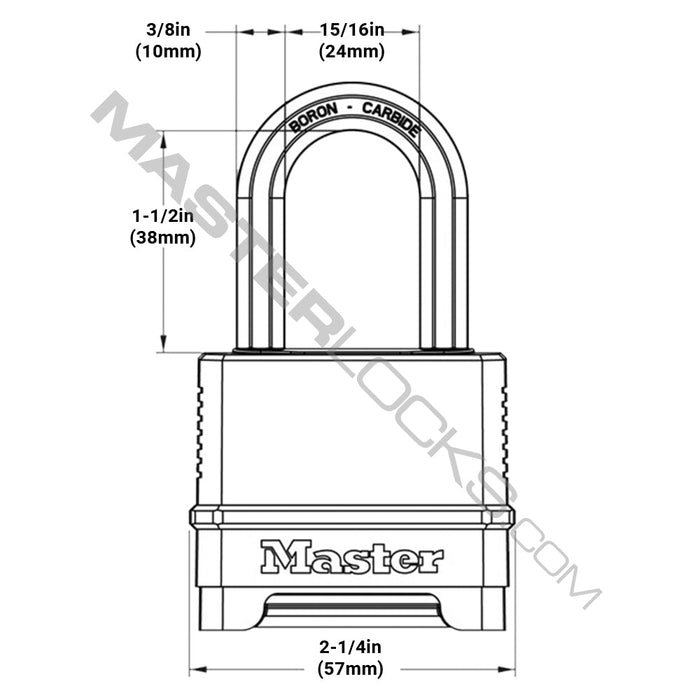 Master Lock M175XD 2in (51mm) Wide Magnum® Zinc Body Padlock with 1-1/2in (38mm) Shackle, Set Your Own Combination-Combination-Master Lock-M175XDLF-MasterLocks.com