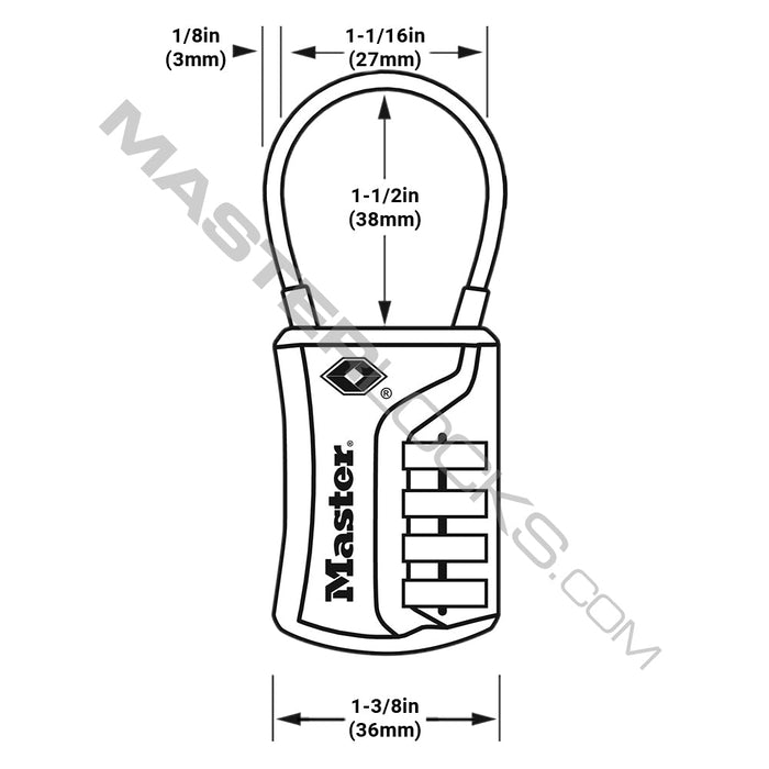Master Lock 4697D Set Your Own Numeric Combination TSA-Accepted Luggage Lock with Flexible Shackle; Assorted Colors 1-3/8in (36mm) Wide-Combination-Master Lock-4697D-MasterLocks.com