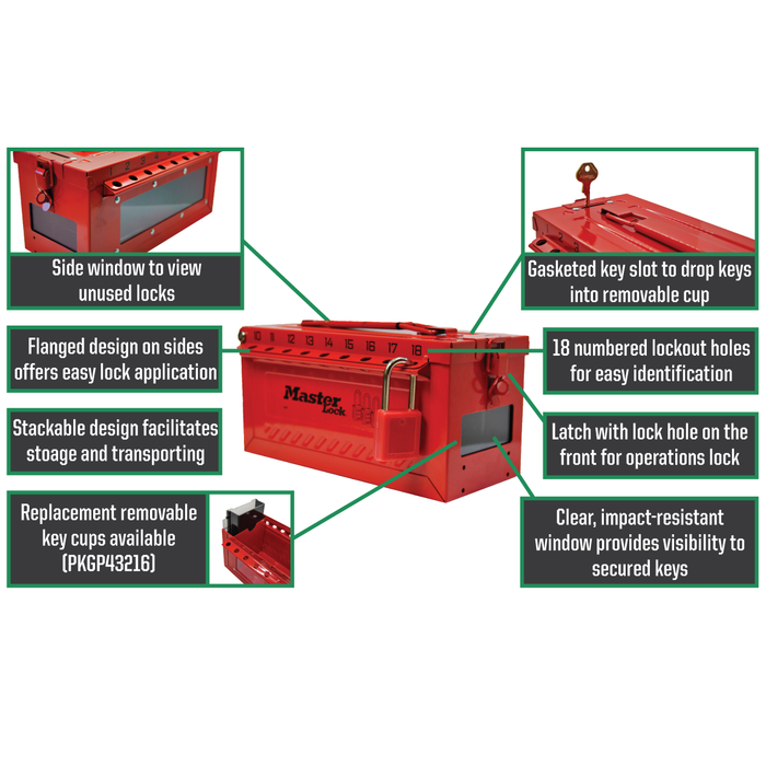 Master Lock S601 Portable Group Lockout Box with Key & Side Window-Master Lock-S601-MasterLocks.com