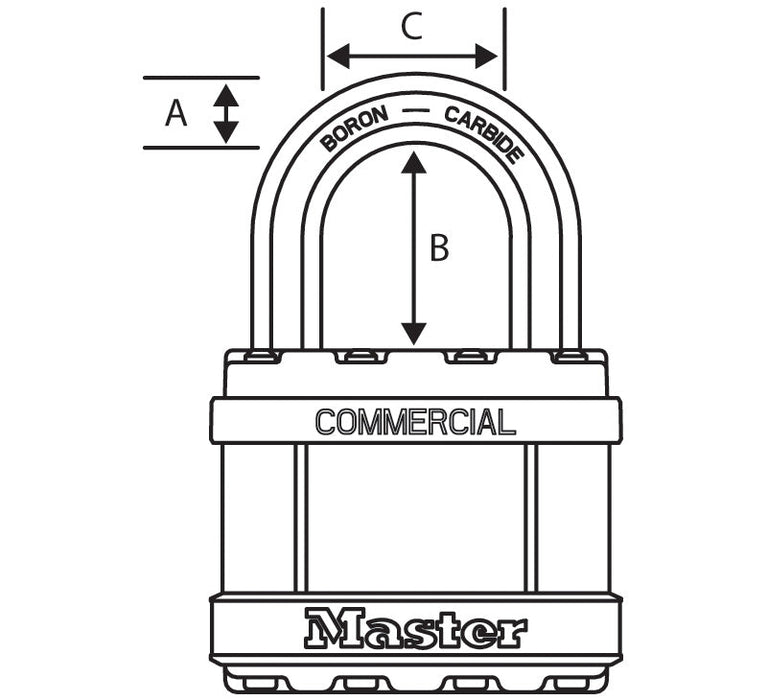 Master Lock M5 Commercial Magnum Laminated Steel Padlock with Stainless Steel Body Cover 2in (51mm) Wide-Keyed-Master Lock-MasterLocks.com
