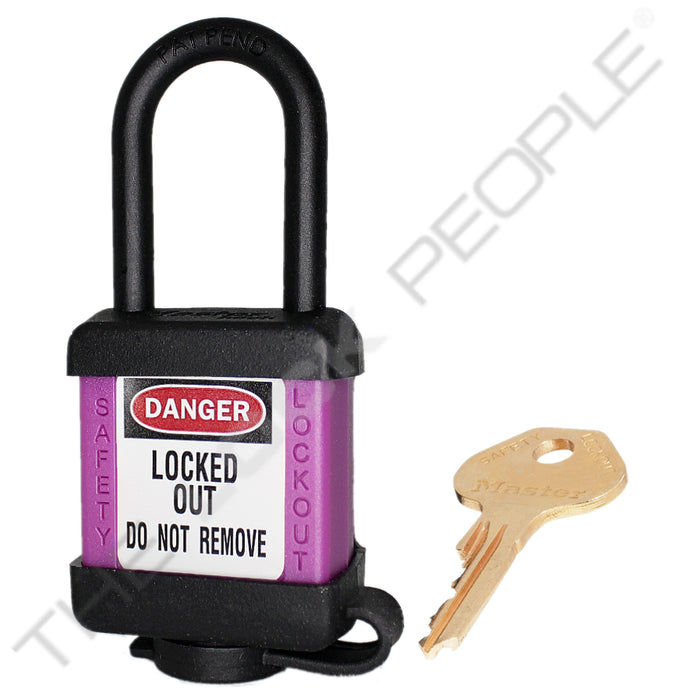 Master Lock 406COV Padlock with Plastic Cover 1-1/2in (38mm) wide-Master Lock-Keyed Alike-Purple-406KAPRPCOV-MasterLocks.com