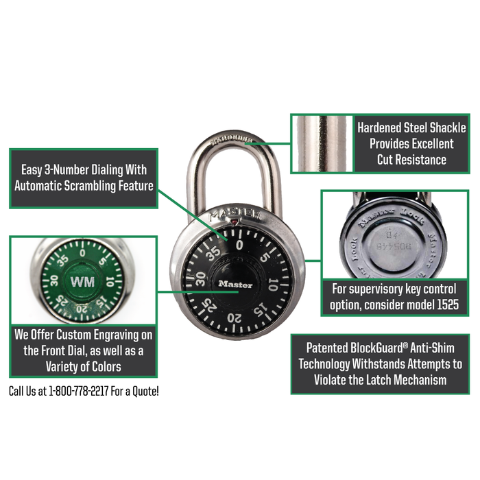 Master Lock 1502KA General Security Combination Padlock 1-7/8in (48mm) Wide (Combination: 34-16-06)-1502-Master Lock-3/4in (19mm)-1502KA-MasterLocks.com