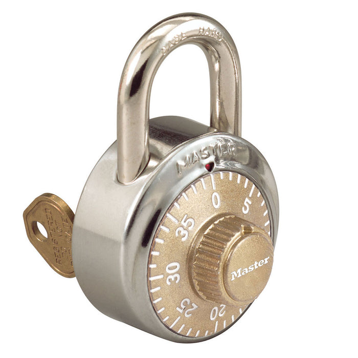 Master Lock 1525 General Security Combination Padlock with Key Control Feature and Colored Dial 1-7/8in (48mm) Wide-1525-Master Lock-Gold-1525GLD-MasterLocks.com