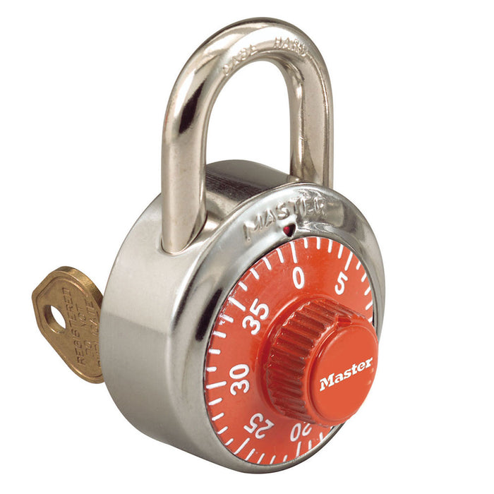 Master Lock 1525 General Security Combination Padlock with Key Control Feature and Colored Dial 1-7/8in (48mm) Wide-1525-Master Lock-Orange-1525ORJ-MasterLocks.com