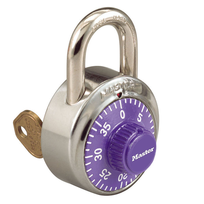 Master Lock 1525 General Security Combination Padlock with Key Control Feature and Colored Dial 1-7/8in (48mm) Wide-1525-Master Lock-Purple-1525PRP-MasterLocks.com