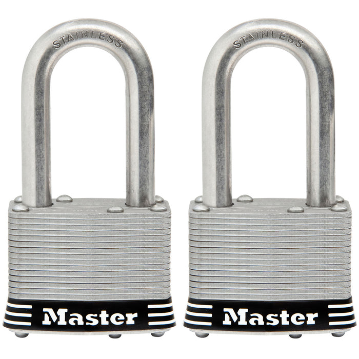 Master Lock 1SST 1-3/4in (44mm) Wide Laminated Stainless Steel Padlock with 1-1/2in (38mm) Shackle; 2 pack-Keyed-Master Lock-1SSTLF-MasterLocks.com