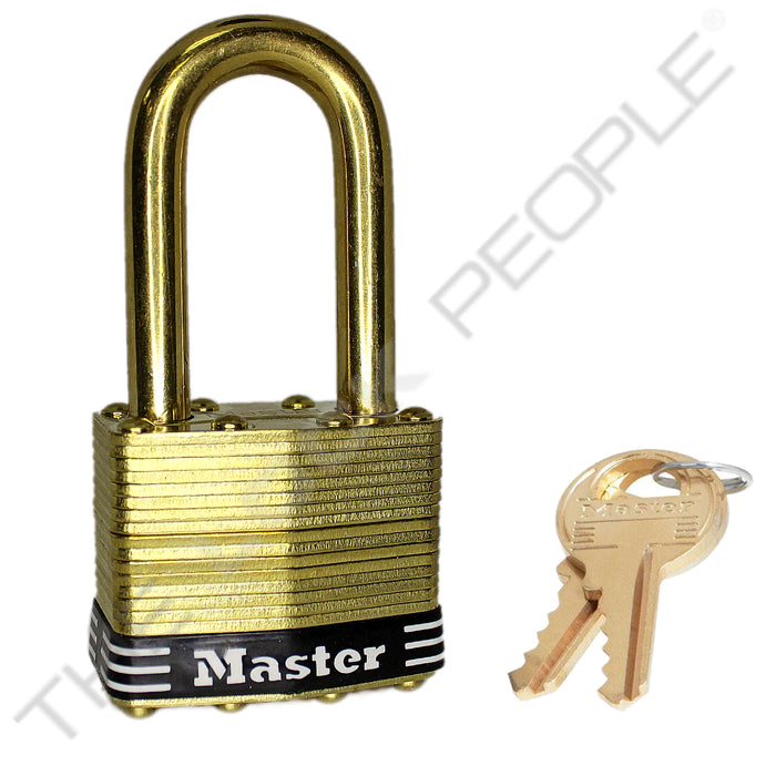 Master Lock 2B Laminated Brass Padlock with Brass Shackle 1-3/4in (44mm) wide-Master Lock-Keyed Different-1-1/2in-2BLFBLK-MasterLocks.com
