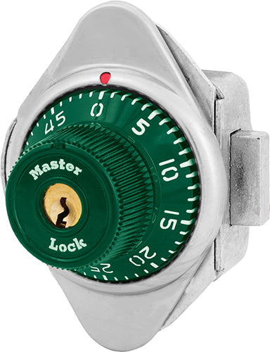 Master Lock 1671MD Built-In Combination Lock with Metal Dial for Lift Handle, Single Point and Box Lockers - Hinged on Left-Master Lock-Green-1671MDGRN-MasterLocks.com