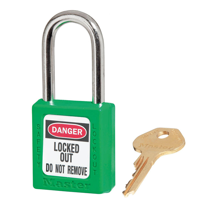 Master Lock 410 Zenex™ Thermoplastic Safety Padlock, 1-1/2in (38mm) Wide with 1-1/2in (38mm) Tall Shackle-Keyed-Master Lock-Keyed Alike-1-1/2in-410KAGRN-MasterLocks.com