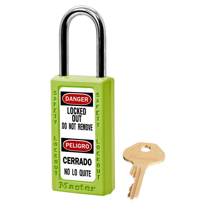 Model No. 411 Zenex™ Thermoplastic Safety Padlock, 1-1/2in (38mm) Wide with  1-1/2in (38mm) Tall Shackle, Keyed Alike —