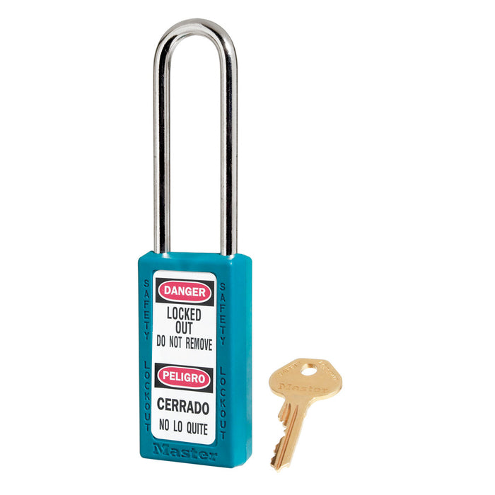 Master Lock 411 Zenex™ Thermoplastic Safety Padlock, 1-1/2in (38mm) Wide with 1-1/2in (38mm) Tall Shackle-Keyed-Master Lock-Teal-Keyed Alike-411KALTTEAL-MasterLocks.com