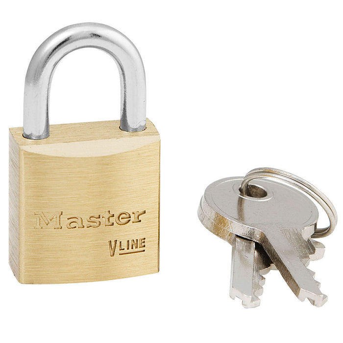 Master Lock 4120 V-Line Brass Padlock 3/4in (19mm) Wide-Keyed-Master Lock-Keyed Alike-4120KA-MasterLocks.com