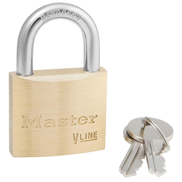 Master Lock 4140 V-Line Brass Padlock 1-1/2in (38mm) Wide-Keyed-Master Lock-Keyed Alike-4140KA-MasterLocks.com