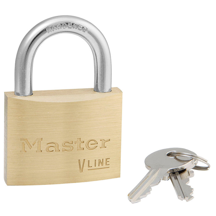 Master Lock - Padlock: Brass, Keyed Alike, 1-1/8″ Wide - 00473975