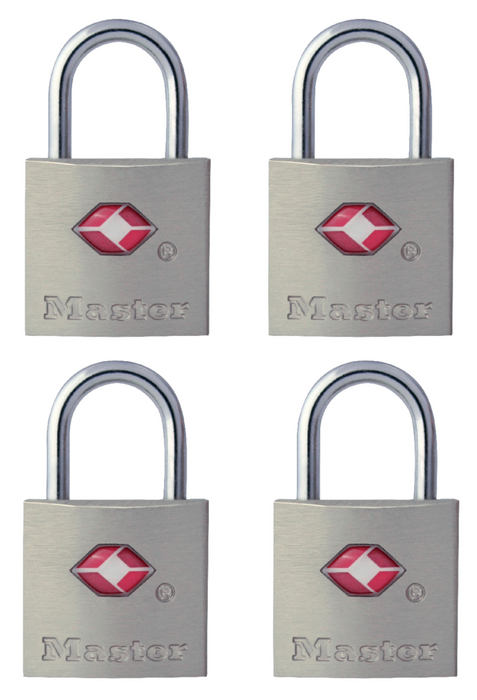 Master Lock 4683Q Solid Metal TSA-Accepted Luggage Lock; 4 Pack 7/8in (22mm) Wide
