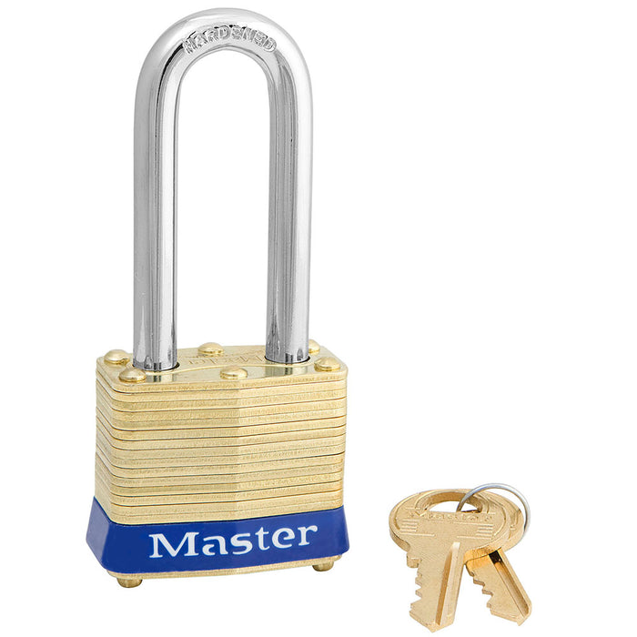 Master Lock 4 Laminated Brass Padlock 1-9/16in (40mm) Wide-Keyed-Master Lock-Blue-Keyed Alike-4KALH-MasterLocks.com