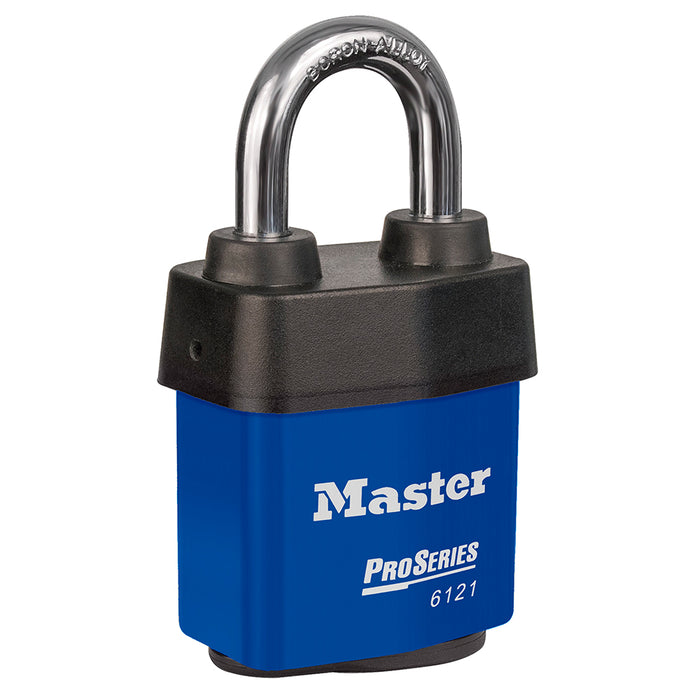 Master Lock 6121 ProSeries® Weather Tough® Laminated Steel Rekeyable Padlock 2-1/8in (54mm) Wide-Keyed-Master Lock-Blue-Keyed Alike-6121KABLU-MasterLocks.com