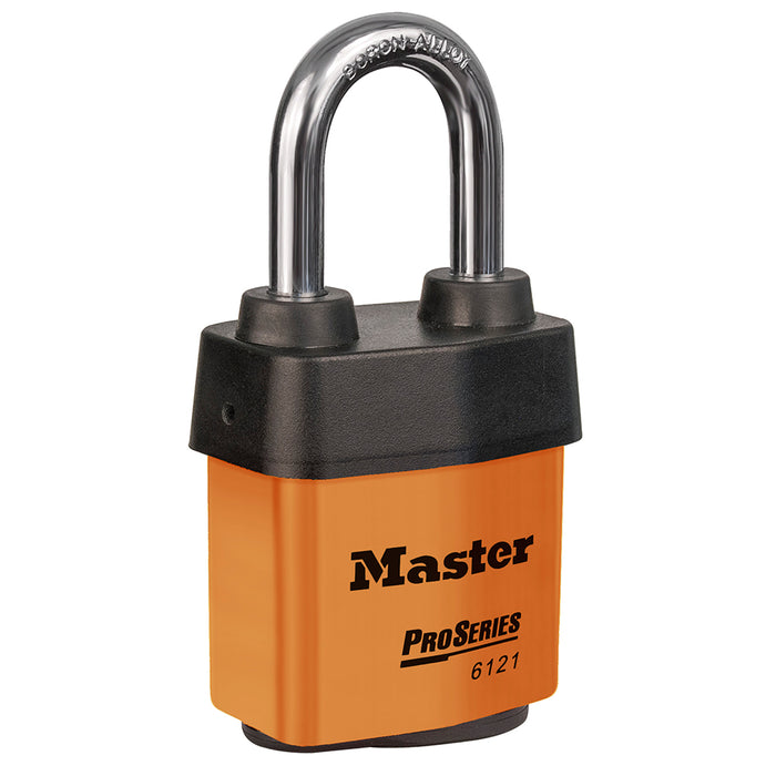 Master Lock 6121 ProSeries® Weather Tough® Laminated Steel Rekeyable Padlock 2-1/8in (54mm) Wide-Keyed-Master Lock-Orange-Keyed Alike-6121KALFORJ-MasterLocks.com