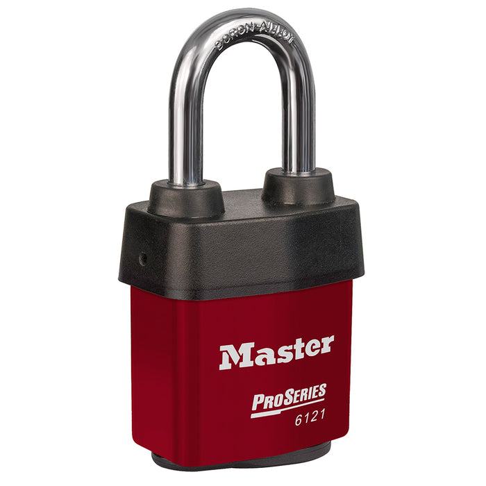 Master Lock 6121 ProSeries® Weather Tough® Laminated Steel Rekeyable Padlock 2-1/8in (54mm) Wide-Keyed-Master Lock-Red-Keyed Alike-6121KALFRED-MasterLocks.com