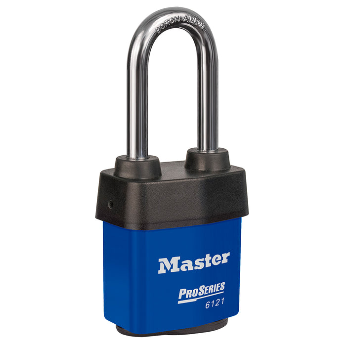 Master Lock 6121 ProSeries® Weather Tough® Laminated Steel Rekeyable Padlock 2-1/8in (54mm) Wide-Keyed-Master Lock-Blue-Keyed Alike-6121KALJBLU-MasterLocks.com