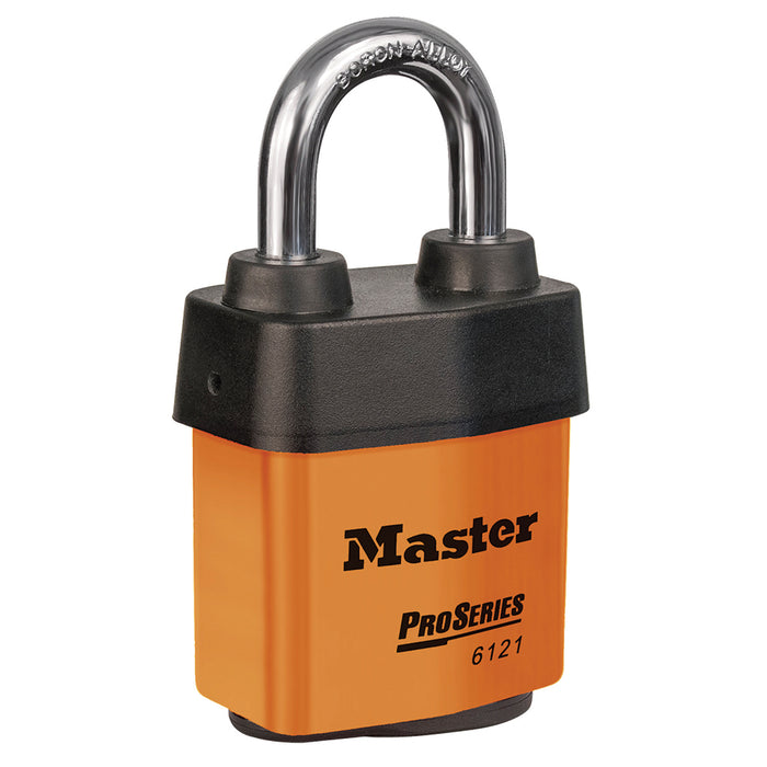 Master Lock 6121 ProSeries® Weather Tough® Laminated Steel Rekeyable Padlock 2-1/8in (54mm) Wide-Keyed-Master Lock-Orange-Keyed Alike-6121KAORJ-MasterLocks.com