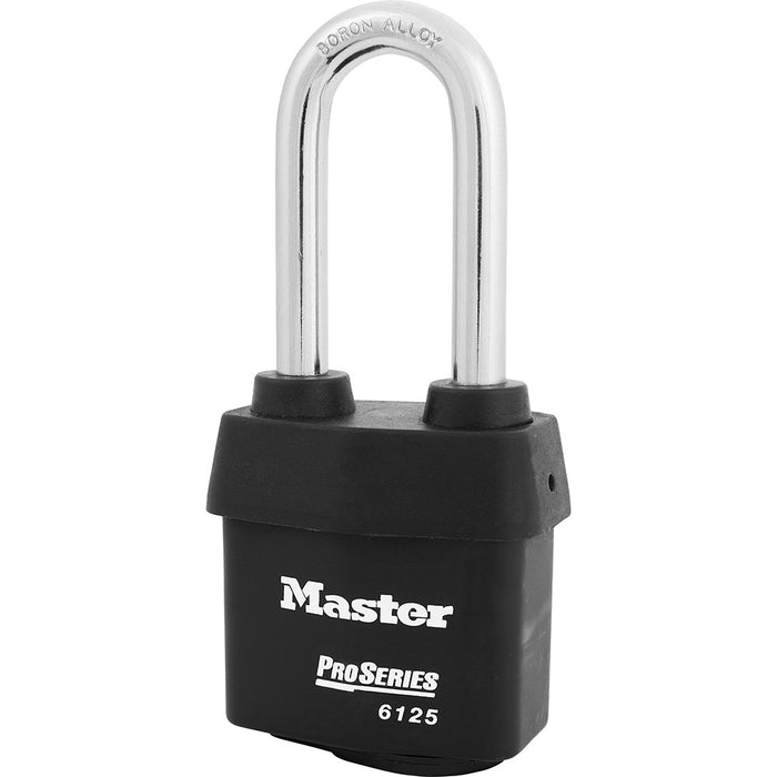 Master Lock 6125 ProSeries® Weather Tough® Laminated Steel Rekeyable Padlock 2-3/8in (60mm) Wide-Keyed-Master Lock-Black-Keyed Alike-6125KALJ-MasterLocks.com