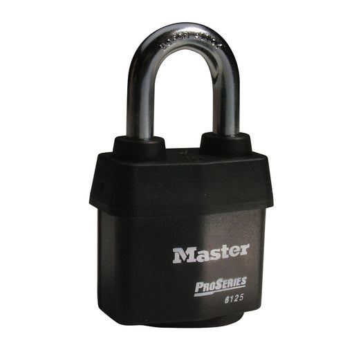 Master Lock 6125 ProSeries® Weather Tough® Laminated Steel Rekeyable Padlock 2-3/8in (60mm) Wide-Keyed-Master Lock-Black-Keyed Alike-6125KA-MasterLocks.com