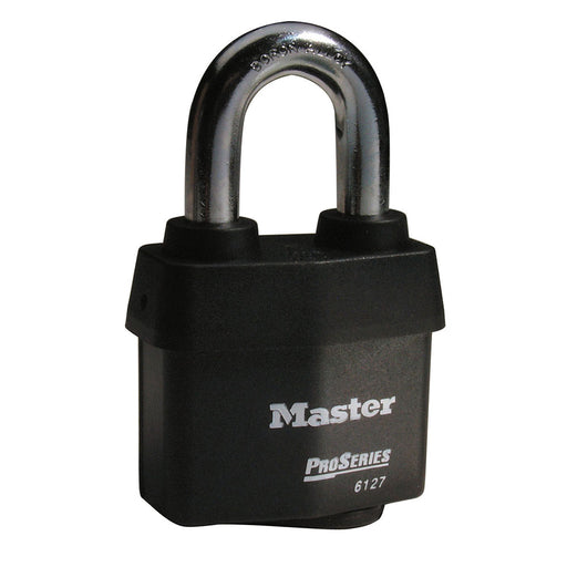 Master Lock 6127 ProSeries® Weather Tough® Laminated Steel Rekeyable Padlock 2-5/8in (67mm) Wide-Keyed-Master Lock-Black-Keyed Alike-6127KA-MasterLocks.com