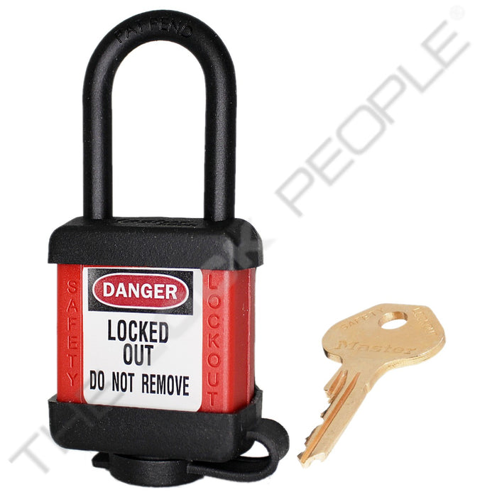 Master Lock 406COV Padlock with Plastic Cover 1-1/2in (38mm) wide-Master Lock-Keyed Alike-Red-406KAREDCOV-MasterLocks.com