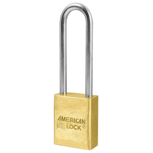 American Lock A42 1-1/2in (38mm) Solid Brass Padlock with 3in (76mm) Shackle-Keyed-American Lock-Keyed Alike-A42KA-MasterLocks.com