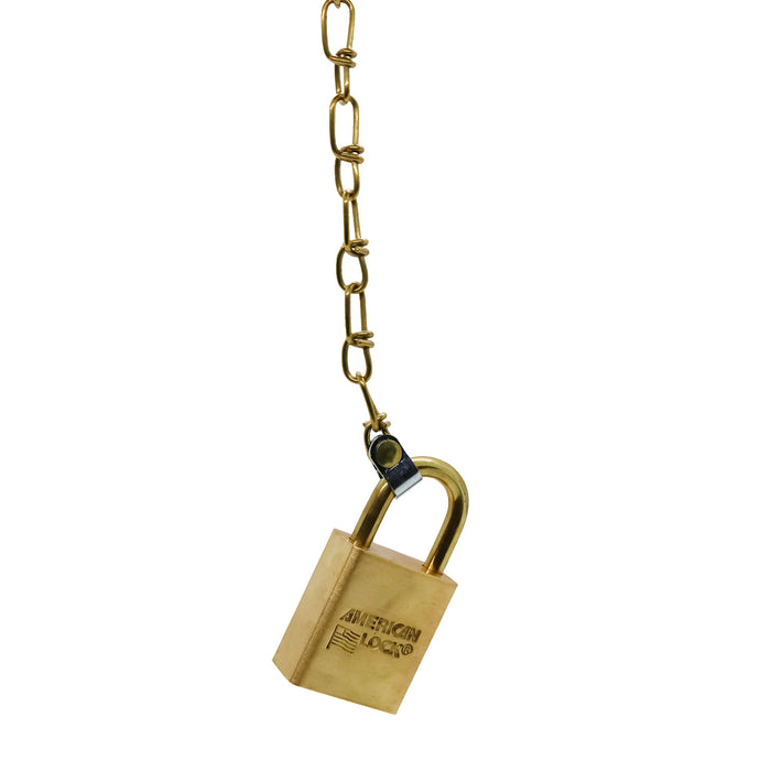 American Lock ASL40N Solid Brass BumpStop® Non-Rekeyable Government Padlock 1-1/2in (38mm) Wide with Brass Shackle & Brass Chain-Keyed-American Lock-ASL40NBSBC-MasterLocks.com