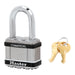 Master Lock M5 Commercial Magnum Laminated Steel Padlock with Stainless Steel Body Cover 2in (51mm) Wide-Keyed-Master Lock-Keyed Different-1-1/2in (38mm)-M5LFSTS-MasterLocks.com