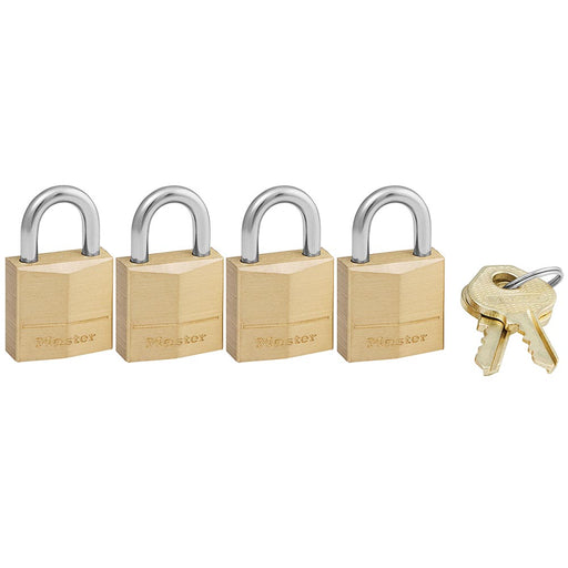 Master Lock 120Q Solid Brass Body Padlock, 4 Pack 3/4in (19mm) Wide-Keyed-Master Lock-120Q-MasterLocks.com