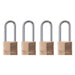 Master Lock 140Q 1-9/16in (40mm) Wide Solid Brass Body Padlock with 2in (51mm) Shackle; 4 Pack-Keyed-Master Lock-140QLH-MasterLocks.com