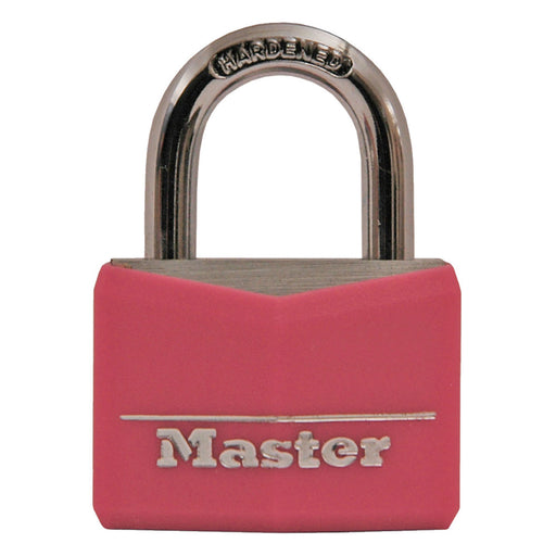 Master Lock 146D Covered Solid Body Padlock; Pink 1-9/16in (40mm) Wide-Keyed-Master Lock-146D-MasterLocks.com