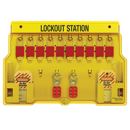 Master Lock 1483BP1106 10-Lock Padlock Station, Anodized Aluminum Padlocks-Keyed-Master Lock-1483BP1106-MasterLocks.com