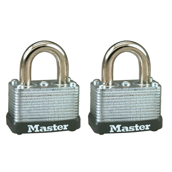 Master Lock 22T Laminated Steel Warded Padlock; 2 Pack 1-1/2in (38mm) Wide-Keyed-Master Lock-22T-MasterLocks.com