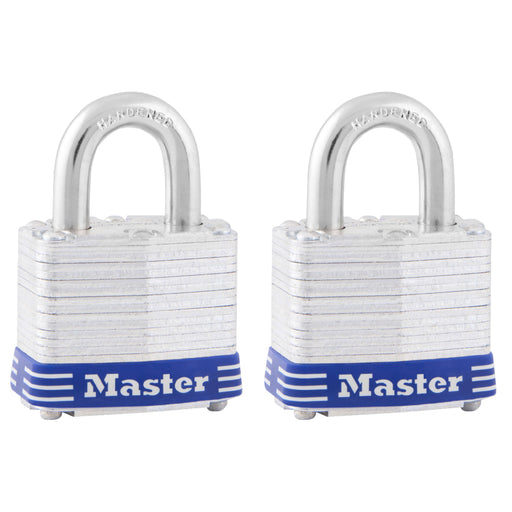 Master Lock 3T Laminated Steel Padlock; 2 Pack 1-9/16in (40mm) Wide-Keyed-Master Lock-3T-MasterLocks.com